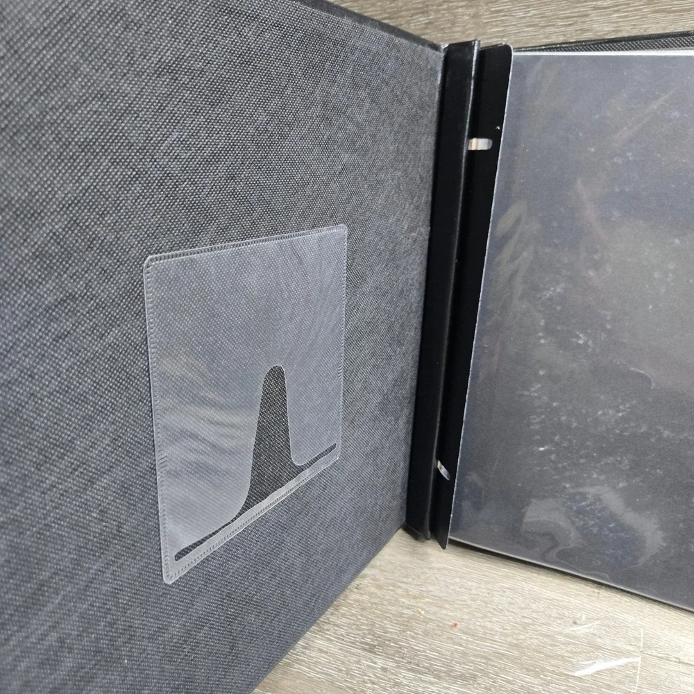 Large Black Leatherette Photo Album Portfolio Book Binder Clear Sleeves Inserts